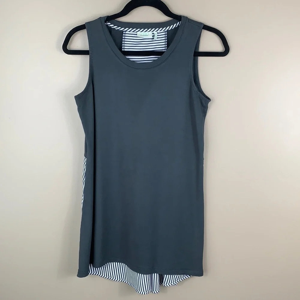 LOGO lounge gray striped tank top xs